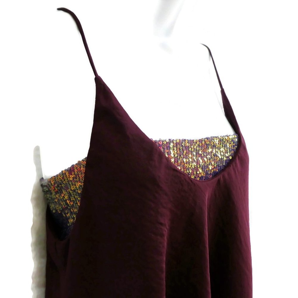 NEW Intimately Free People Cami Sequin Swing Adjustable Straps Purple Disco S